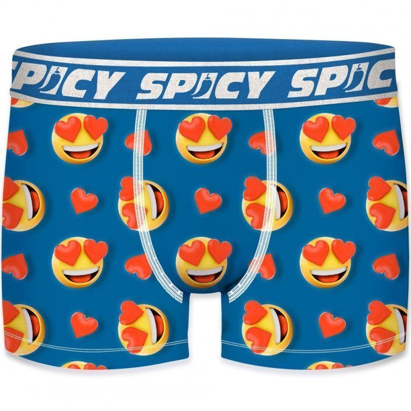 SPICY UNDERWEAR Boxer Homme Microfibre ASS1 Smiley Bleu