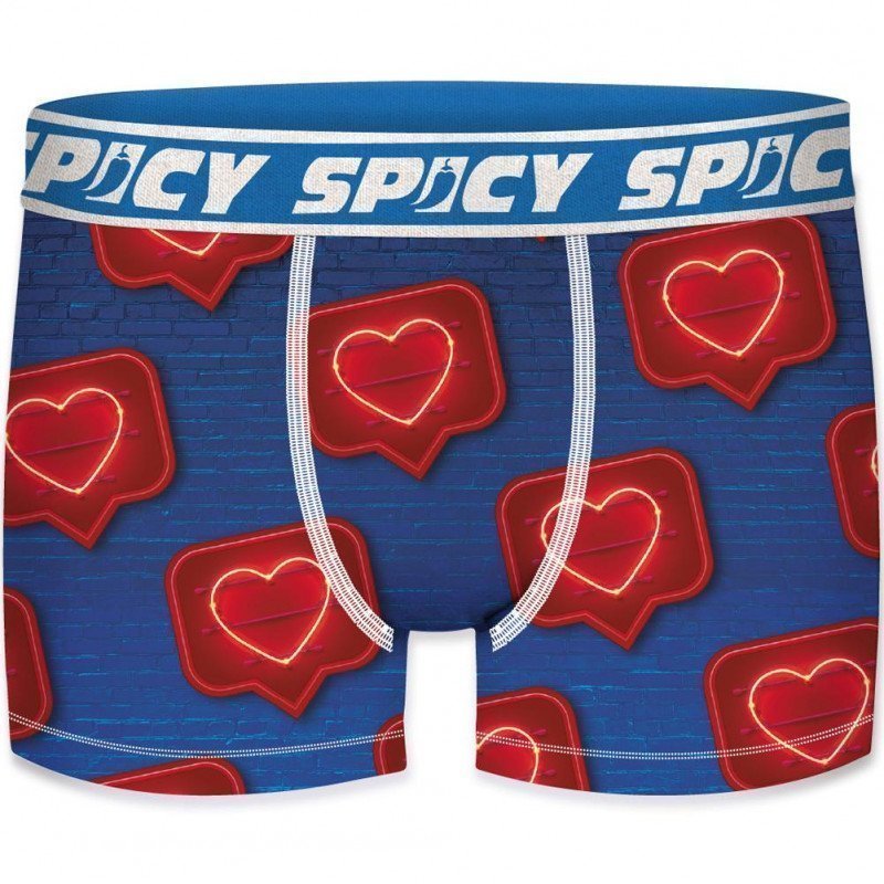 SPICY UNDERWEAR Boxer Homme Microfibre ASS1 Rectangle Bleu Rouge