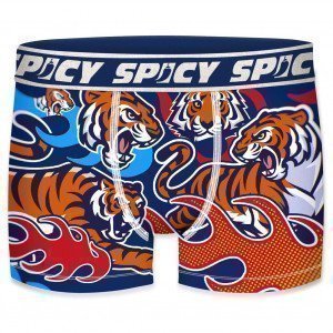SPICY UNDERWEAR Boxer Homme Microfibre ASS1 Tigre Bleu Orange