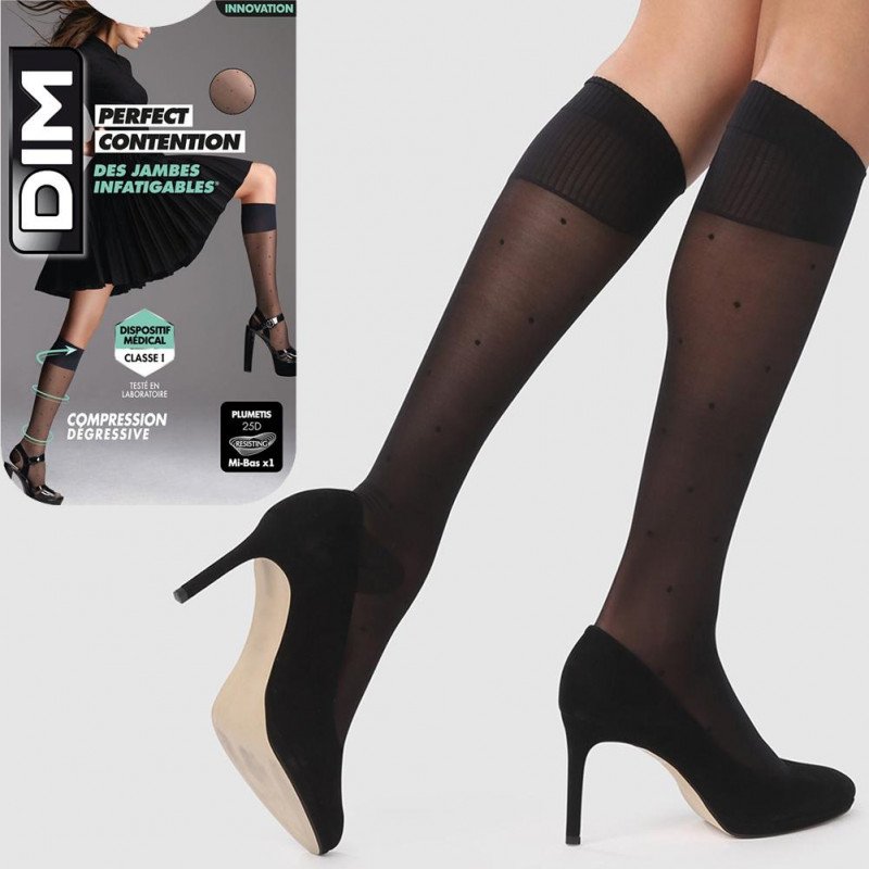 Mi-bas Femme PERFECT CONTENTION Noir et Pois