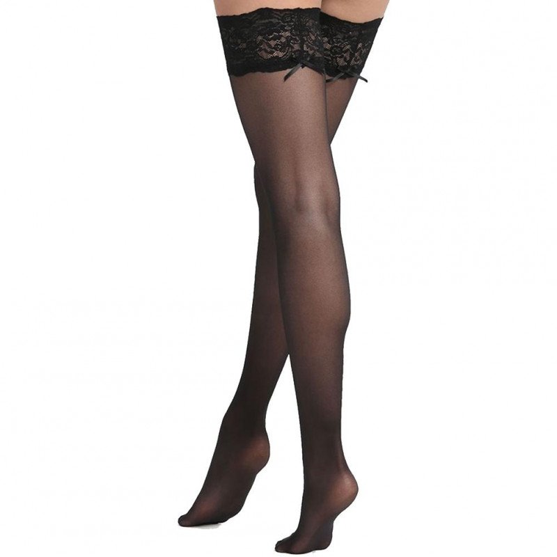 DIM Bas up Femme Semi-opaque SEDUCTION Noeud Noir 25D