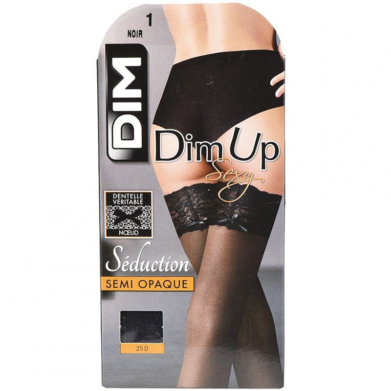 DIM Bas up Femme Semi-opaque SEDUCTION Noeud Noir 25D