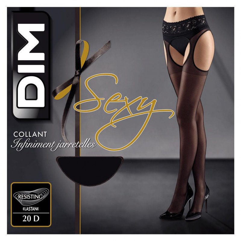 DIM Collant Femme Semi Opaque INFINIMENT JARRETELLES Noir 20D