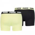 PUMA Lot de 2 Boxers Homme Coton BASIC Noir Jaune