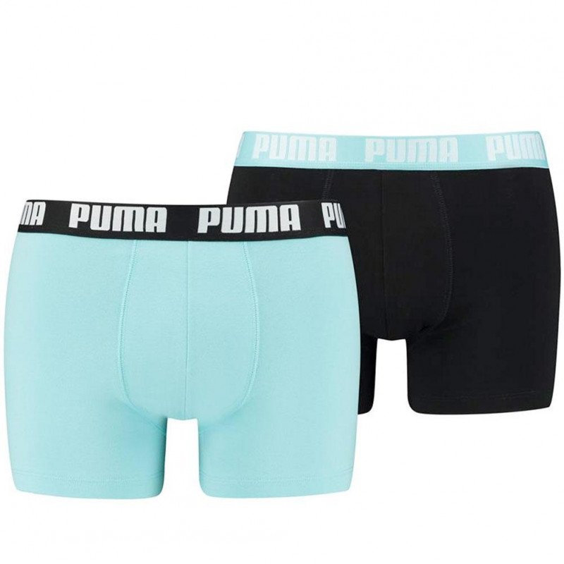 PUMA Lot de 2 Boxers Homme Coton BASIC Noir Bleu