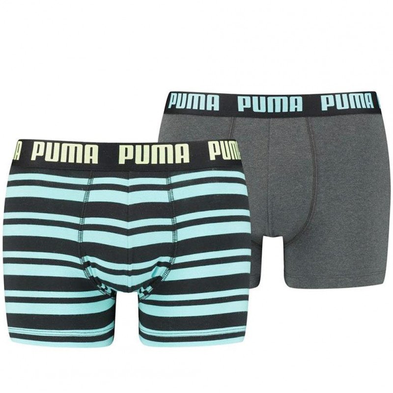 LOT DE 2 Boxer Sous-vêtements Homme HERITAGE STRIPE Gris et Cyan