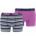 PUMA Lot de 2 Boxers Homme Coton HERITAGE STRIPE Purple combo