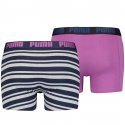 PUMA Lot de 2 Boxers Homme Coton HERITAGE STRIPE Purple combo