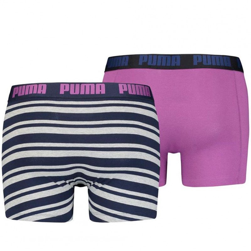 PUMA Lot de 2 Boxers Homme Coton HERITAGE STRIPE Purple combo