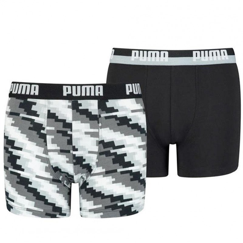 PUMA Lot de 2 Boxers Garçon Coton GLITCH Noir combo