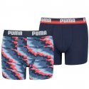 PUMA Lot de 2 Boxers Garçon Coton GLITCH Rouge combo