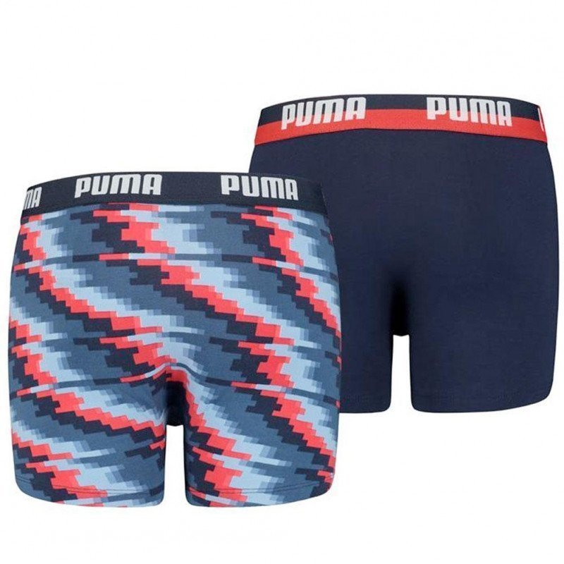 PUMA Lot de 2 Boxers Garçon Coton GLITCH Rouge combo