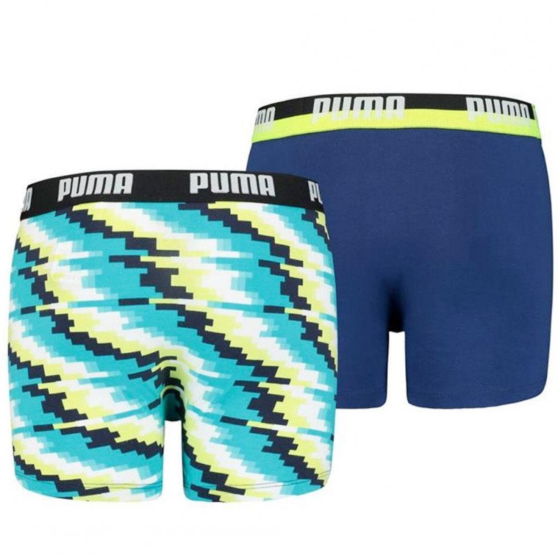 PUMA Lot de 2 Boxers Garçon Coton GLITCH Bleu combo