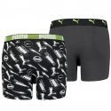 PUMA Lot de 2 Boxers Garçon Coton ALPHAPRINT Noir combo