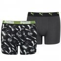 PUMA Lot de 2 Boxers Garçon Coton ALPHAPRINT Noir combo