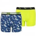 PUMA Lot de 2 Boxers Garçon Coton ALPHAPRINT Bleu combo