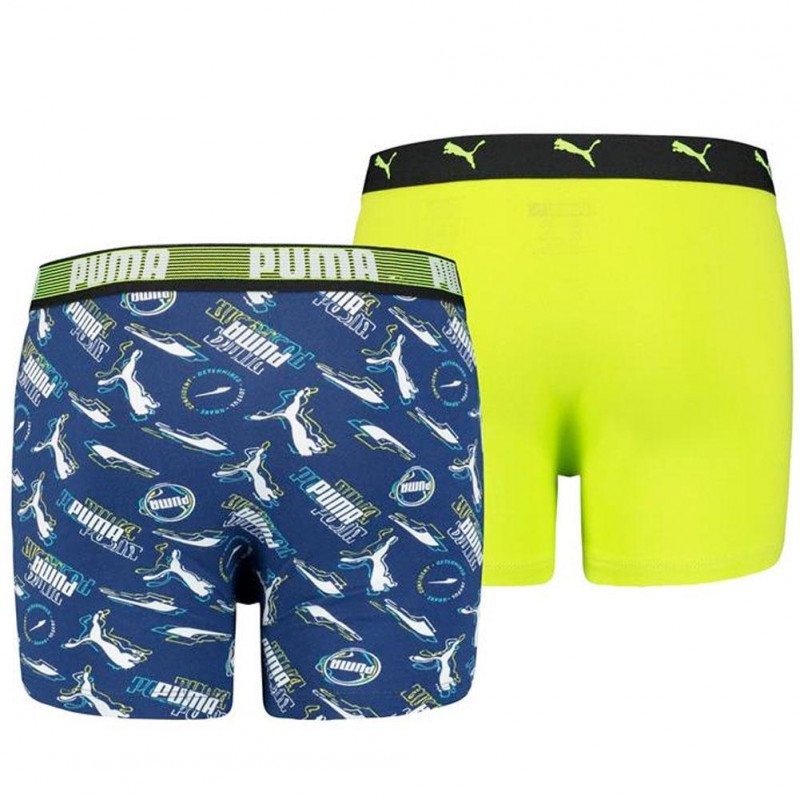 PUMA Lot de 2 Boxers Garçon Coton ALPHAPRINT Bleu combo