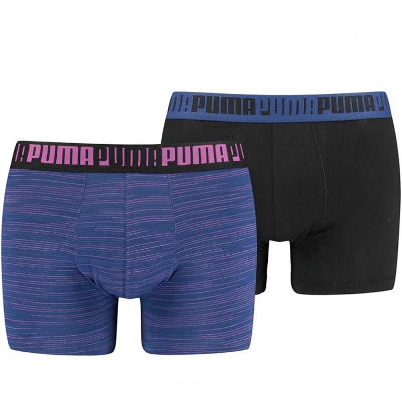LOT DE 2 Boxer Sous-vêtements Homme SPACEDYE STRIPE Noir et Bleu