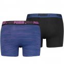 PUMA Lot de 2 Boxers Homme Coton SPACEDYE STRIPE Noir Bleu