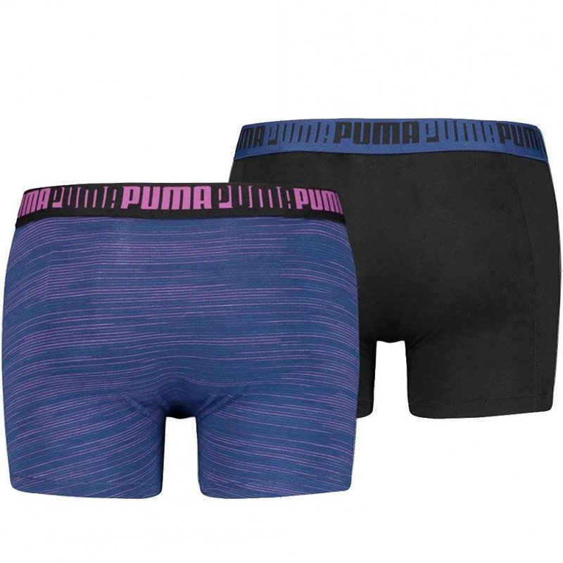 LOT DE 2 Boxer Sous-vêtements Homme SPACEDYE STRIPE Noir et Bleu