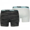 PUMA 2 Boxers Homme Coton SPACEDYE STRIPE Noir Gris mélangé