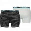 PUMA Lot de 2 Boxers Homme Coton SPACEDYE STRIPE Noir Gris mélangé