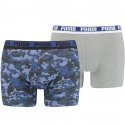 PUMA Lot de 2 Boxers Homme Coton CAMO Bleu Gris chiné