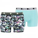 PUMA Lot de 2 Boxers Homme Coton CAMO Bleu Jaune