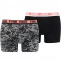 PUMA Lot de 2 Boxers Homme Coton CAMO Noir Gris mélangé