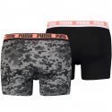 PUMA Lot de 2 Boxers Homme Coton CAMO Noir Gris mélangé