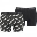 PUMA Lot de 2 Boxers Homme Coton AOP Noir