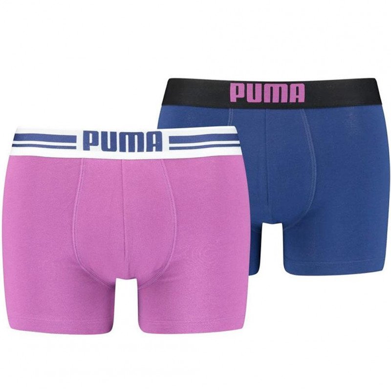 PUMA Lot de 2 Boxers Homme Coton PLACED LOGO Purple combo