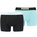 PUMA Lot de 2 Boxers Homme Coton PLACED LOGO Noir Bleu