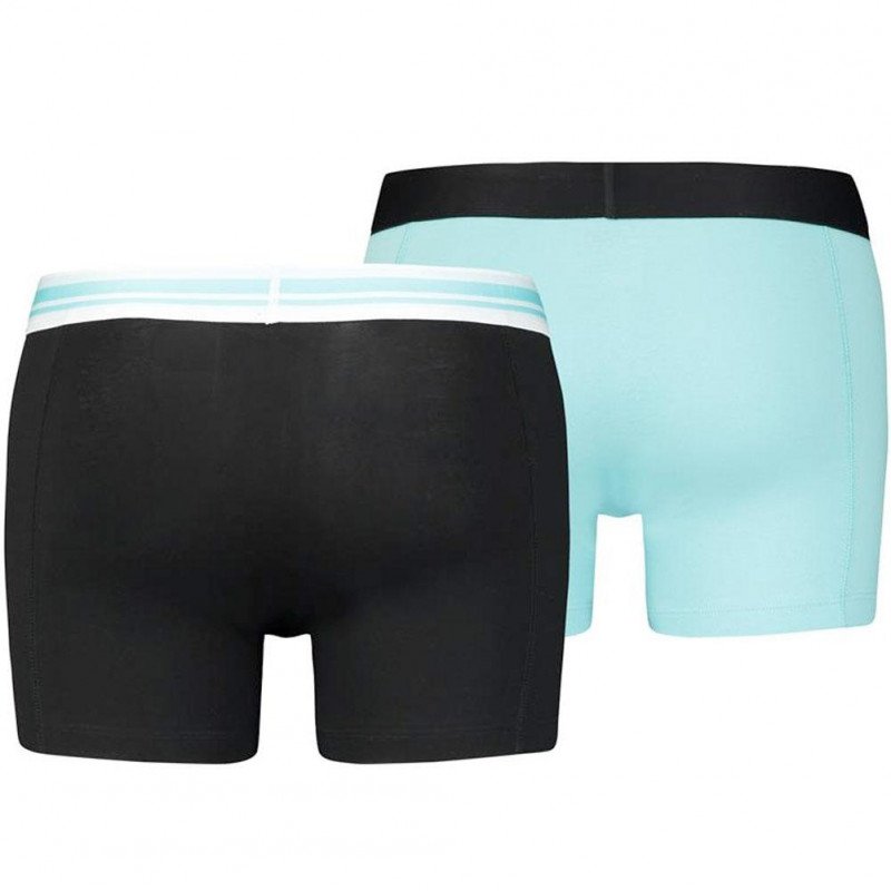 PUMA Lot de 2 Boxers Homme Coton PLACED LOGO Noir Bleu