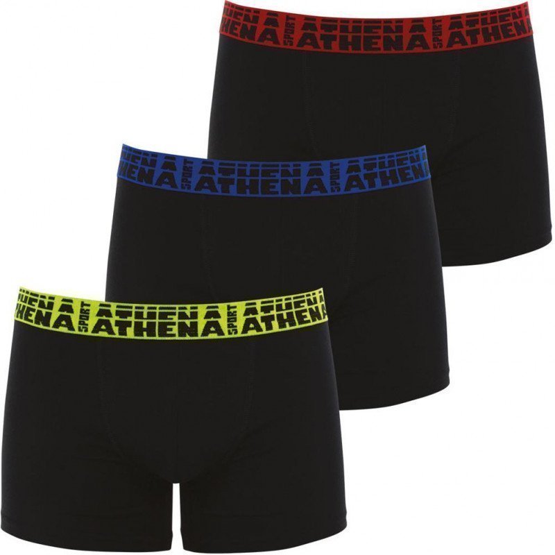 ATHENA Lot de 3 Boxers Homme Coton EASYSPORT21 Noir Noir Noir