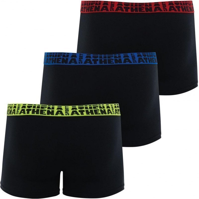 ATHENA Lot de 3 Boxers Homme Coton EASYSPORT21 Noir Noir Noir