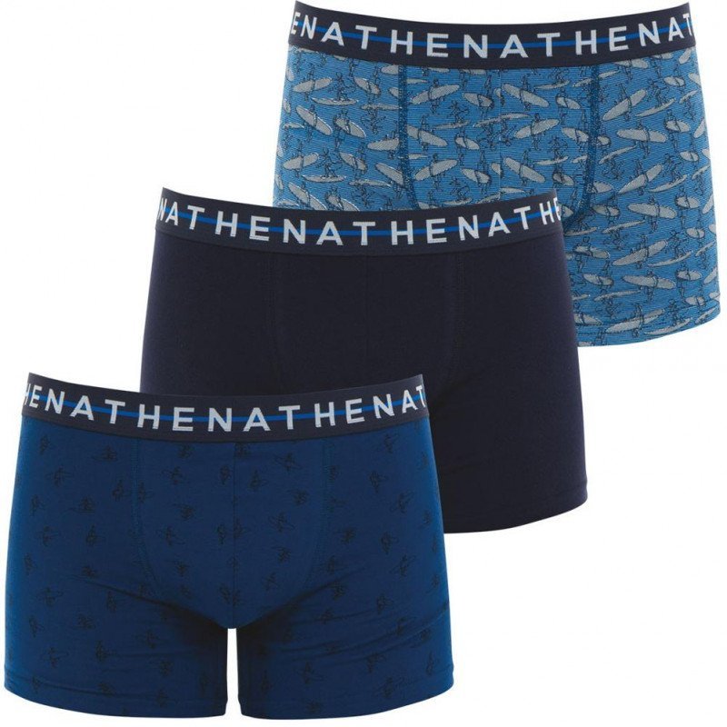 ATHENA Lot de 3 Boxers Homme Coton EASY STYLE Surfer Marine Rayures