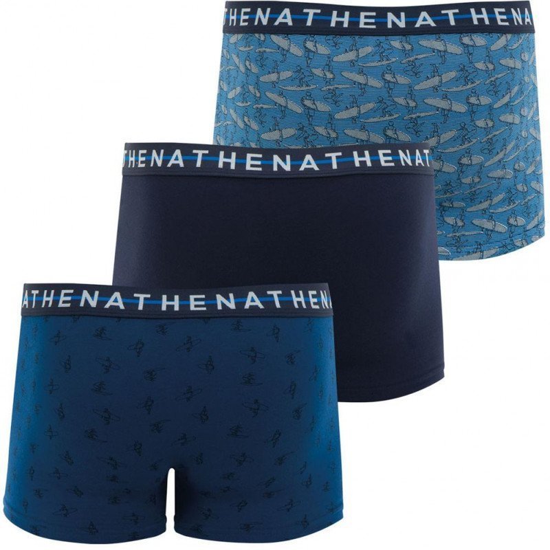 ATHENA Lot de 3 Boxers Homme Coton EASY STYLE Surfer Marine Rayures