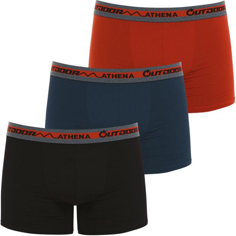 ATHENA Lot de 3 Boxers Homme Microfibre recyclée OUTDOOR Noir Jean Brique