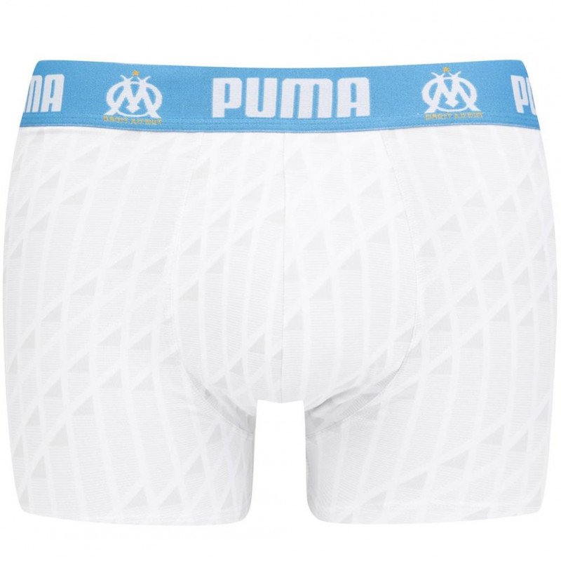 PUMA Boxer Homme Microfibre ARCHI Blanc Bleu OLYMPIQUE DE MARSEILLE