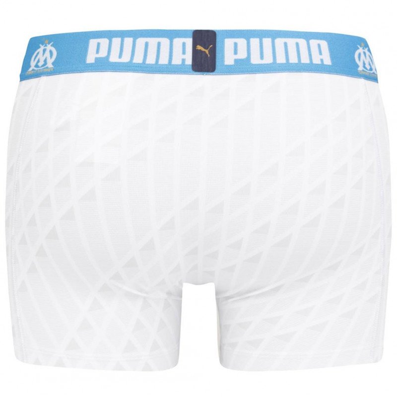 PUMA Boxer Homme Microfibre ARCHI Blanc Bleu OLYMPIQUE MARSEILLE