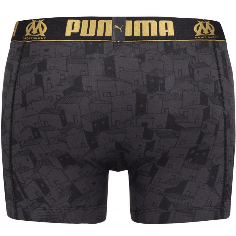 PUMA Boxer Homme Coton QUARTIER Noir Or OLYMPIQUE DE MARSEILLE