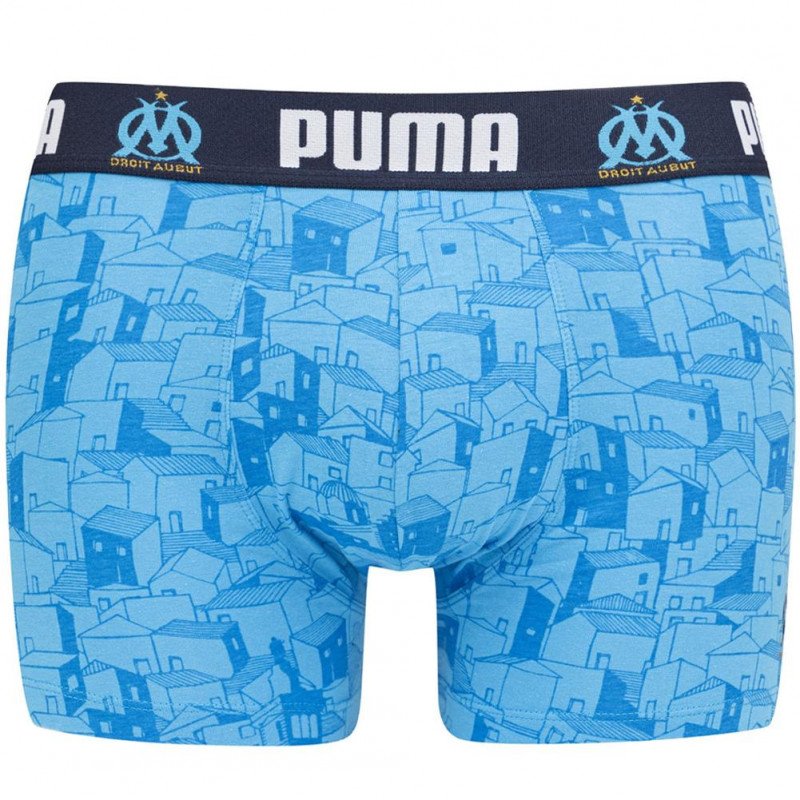 PUMA Boxer Homme Coton QUARTIER Bleu Blanc OLYMPIQUE DE MARSEILLE