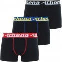 ATHENA 3 Boxers Garçon Coton TRIOCHOC Noir ceintures colorées