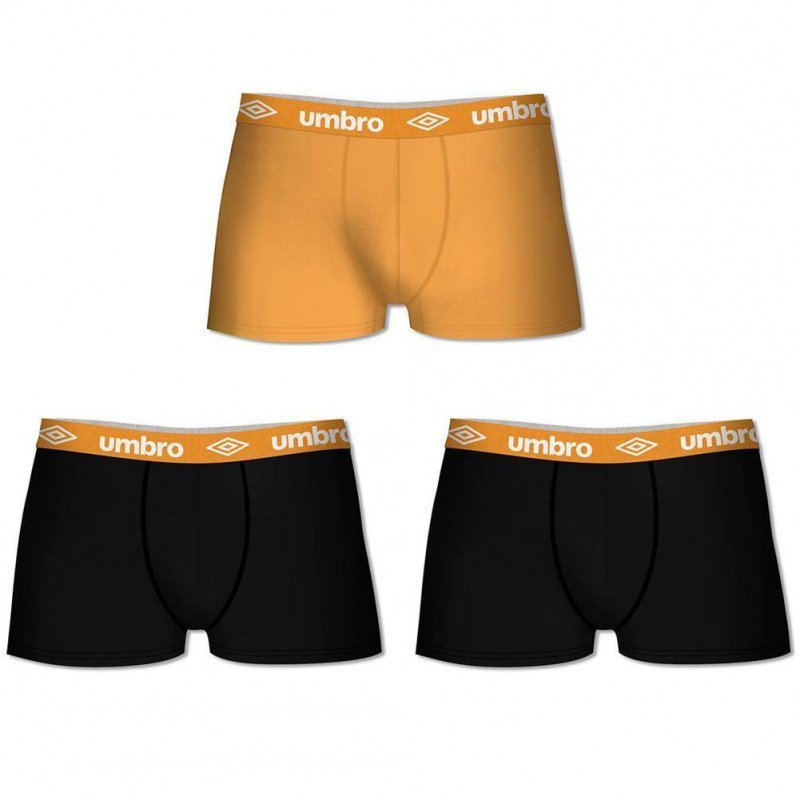 UMBRO Lot de 3 Boxers Homme Coton BCX3CLASS C Noir Orange