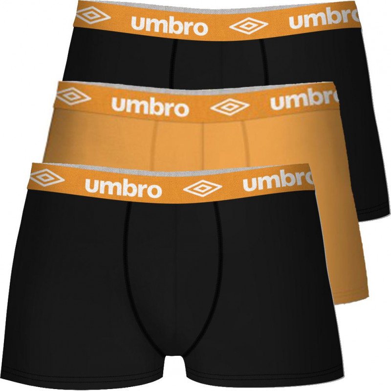 UMBRO Lot de 3 Boxers Homme Coton BCX3CLASS C Noir Orange