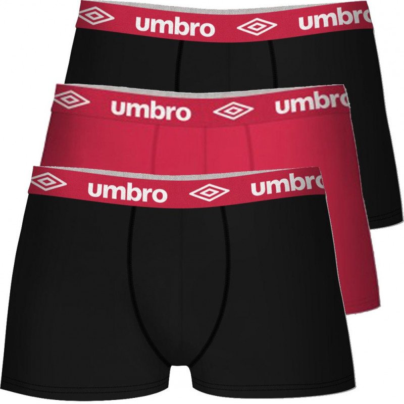 UMBRO Lot de 3 Boxers Homme Coton BCX3CLASS C Noir Rouge