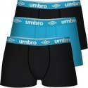 UMBRO Lot de 3 Boxers Homme Coton BCX3CLASS C Noir Cyan