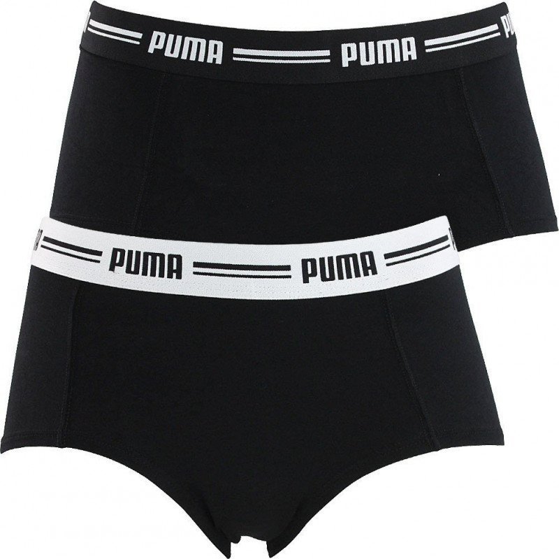 PUMA Lot de 2 Boxers Femme Coton ICONIC Noir Noir