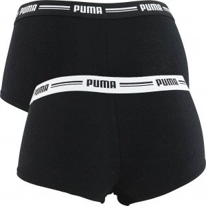 PUMA Lot de 2 Boxers Femme Coton ICONIC Noir Noir